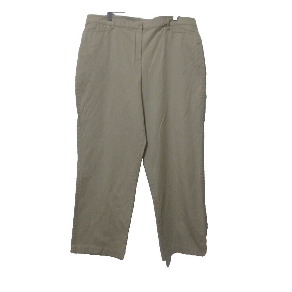 Sag Harbor Stretch Pants 18 Khaki Lightweight Flat Front 4-Pocket Slacks Casual
